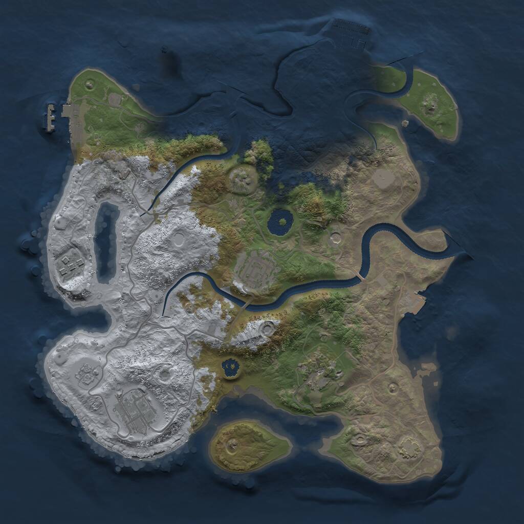 Rust Map: Procedural Map, Size: 3000, Seed: 1892283701, 10 Monuments
