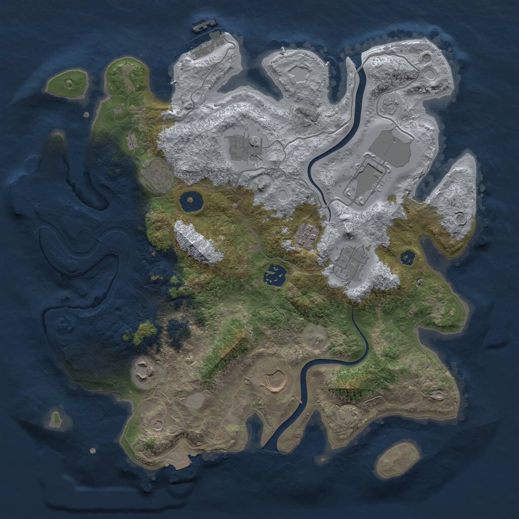 Rust Map: Procedural Map, Size: 3500, Seed: 40035, 14 Monuments