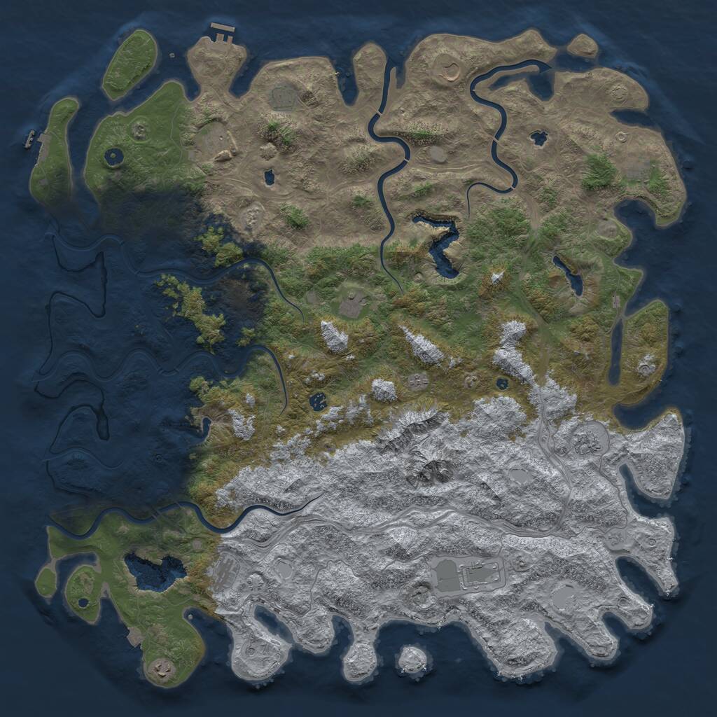 Rust Map: Procedural Map, Size: 6000, Seed: 1104671767, 17 Monuments