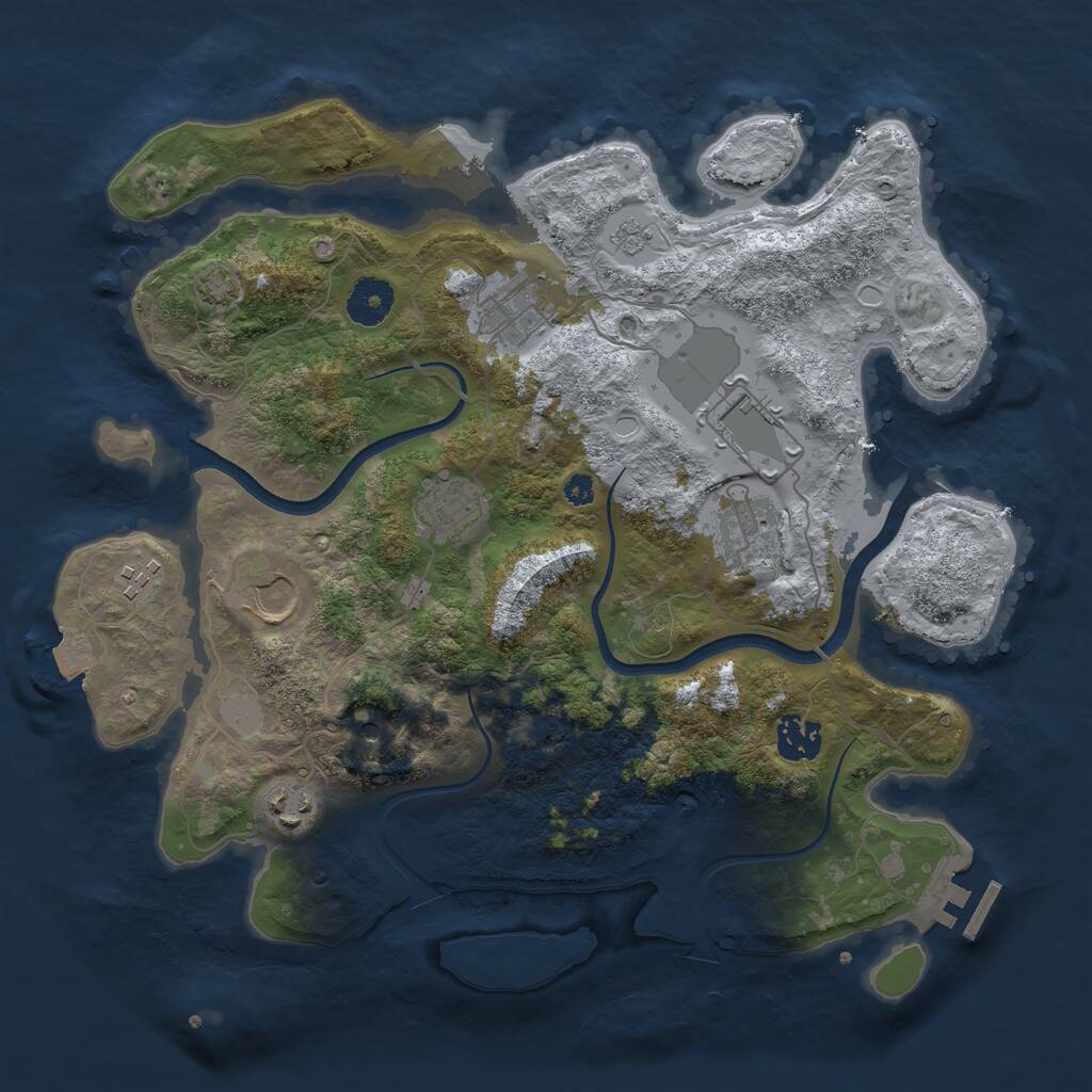 Rust Map: Procedural Map, Size: 3500, Seed: 1269365154, 13 Monuments