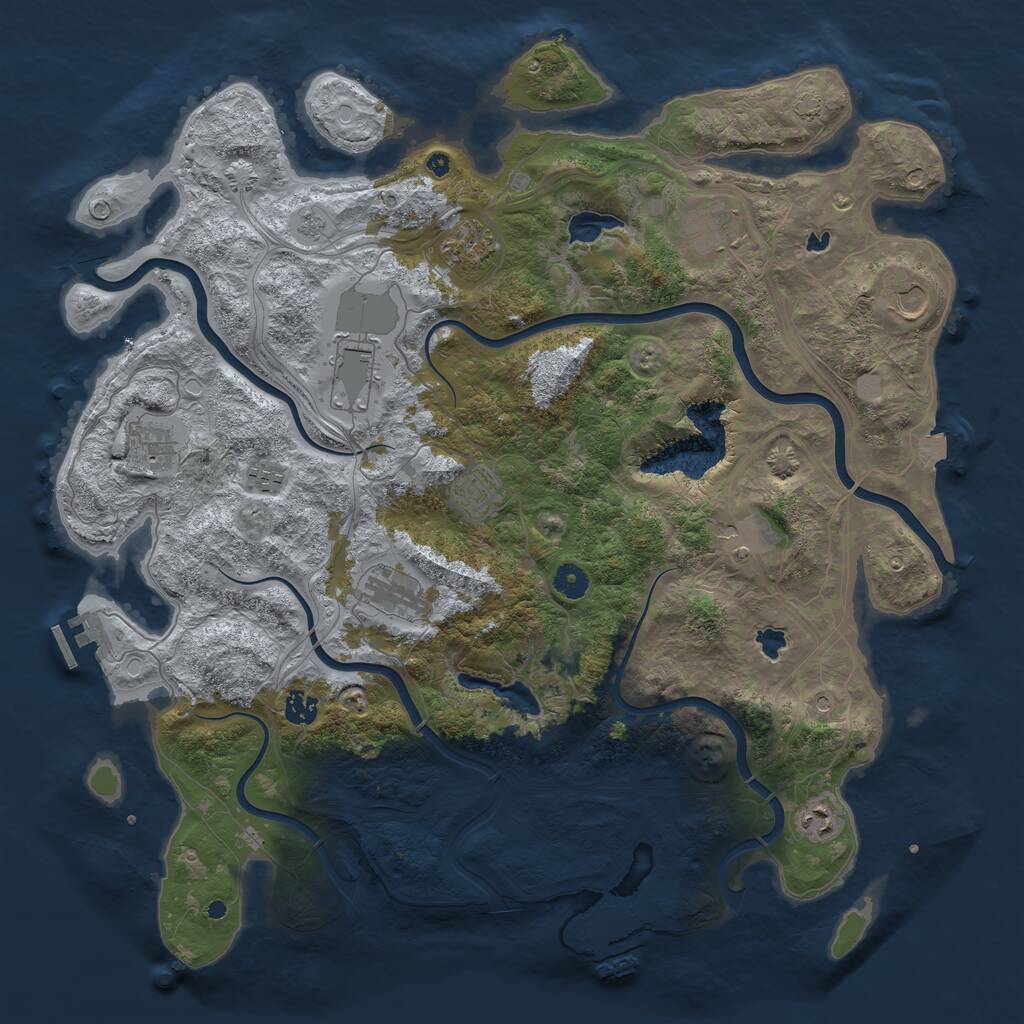 Rust Map: Procedural Map, Size: 4500, Seed: 1672815831, 17 Monuments