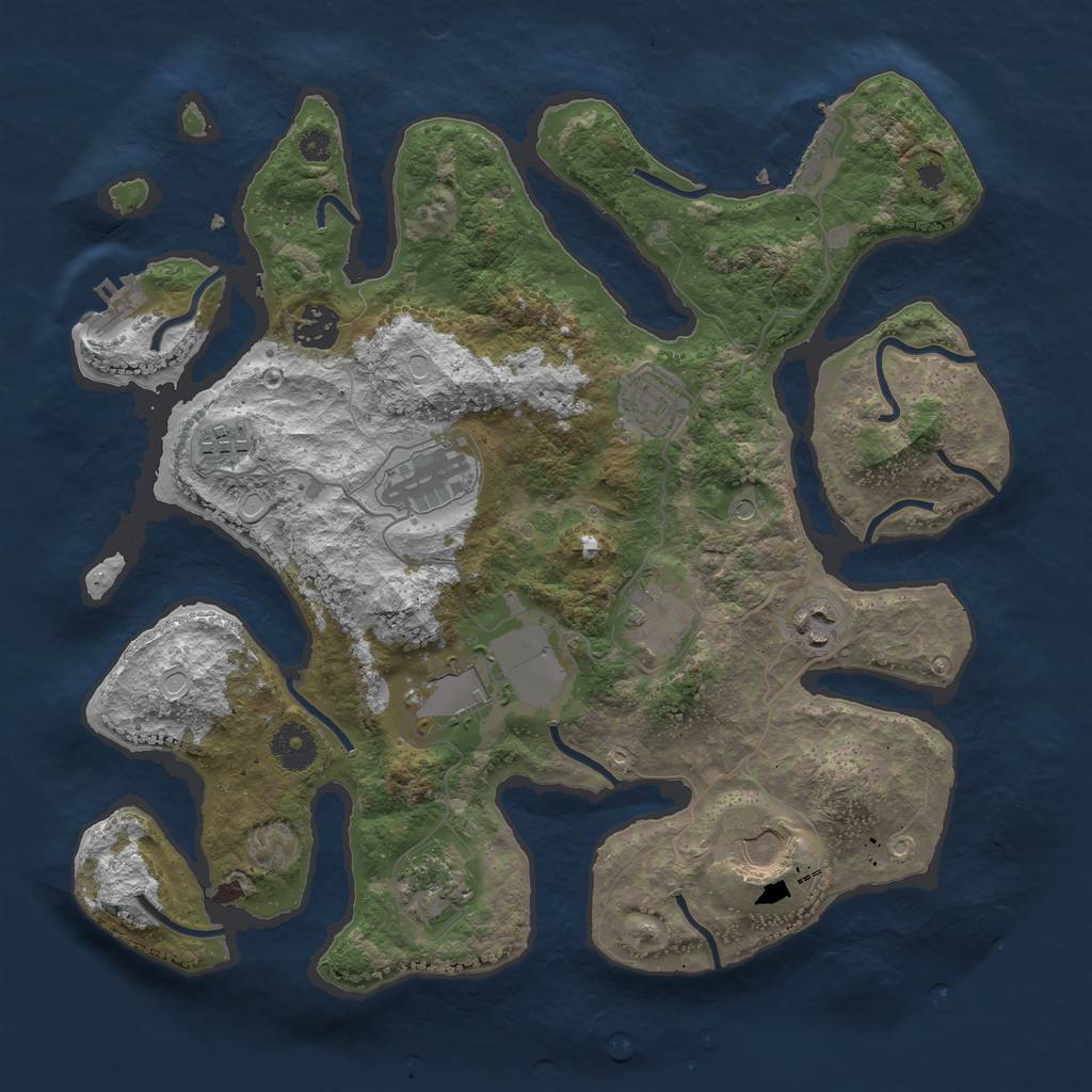 Rust Map: Procedural Map, Size: 3554, Seed: 66745, 17 Monuments