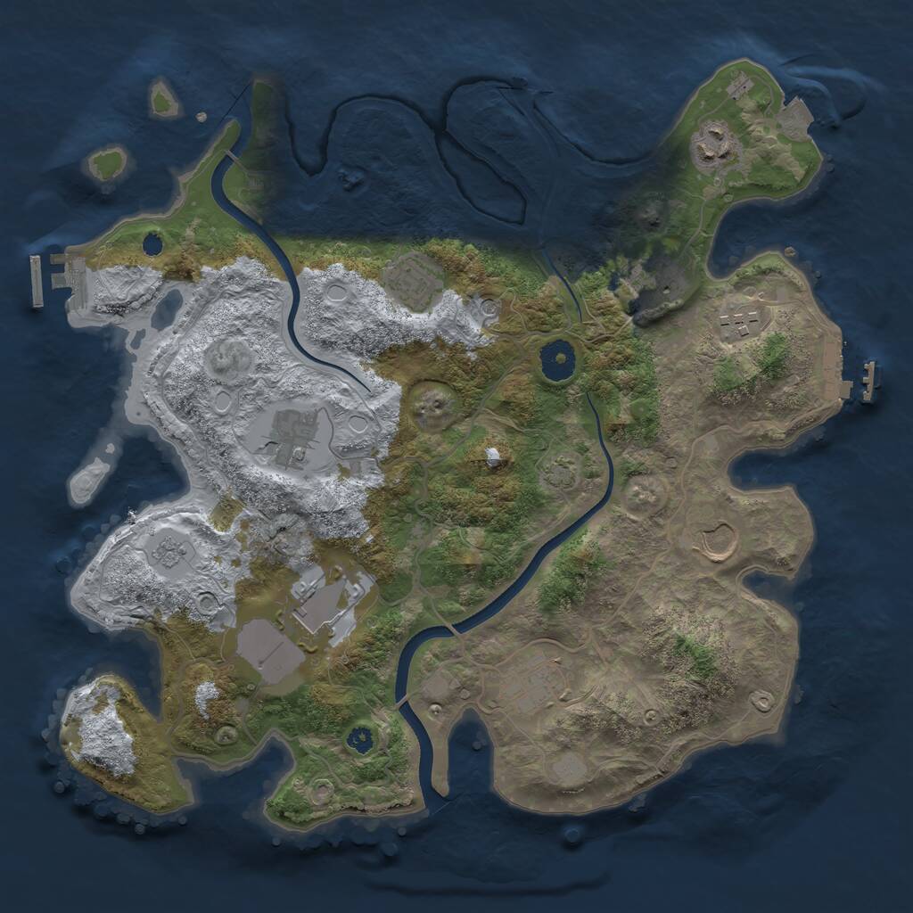 Rust Map: Procedural Map, Size: 3554, Seed: 66745, 14 Monuments