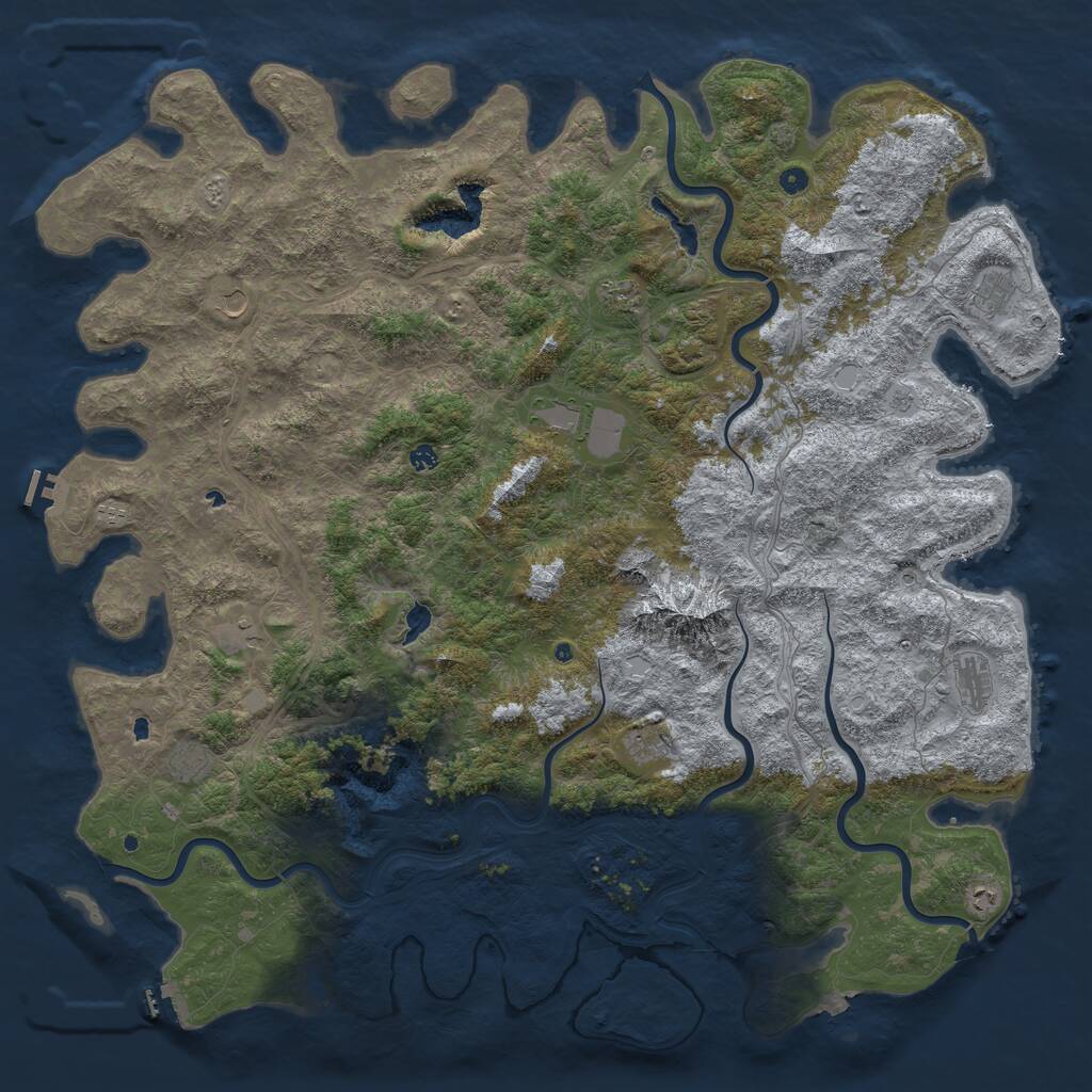 Rust Map: Procedural Map, Size: 6000, Seed: 1785624907, 17 Monuments