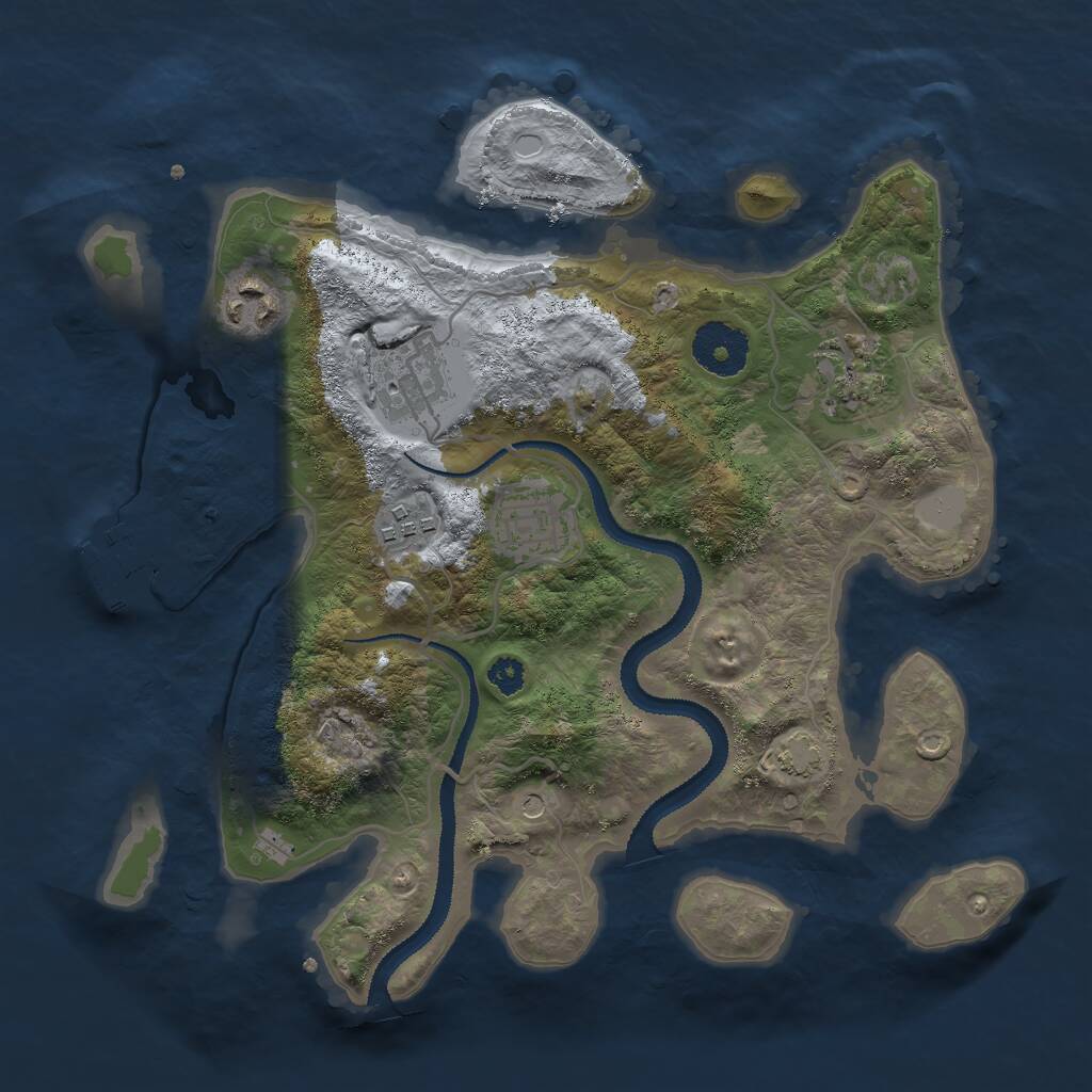 Rust Map: Procedural Map, Size: 3000, Seed: 25438765, 9 Monuments