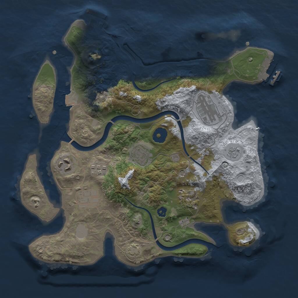 Rust Map: Procedural Map, Size: 3000, Seed: 38389, 12 Monuments