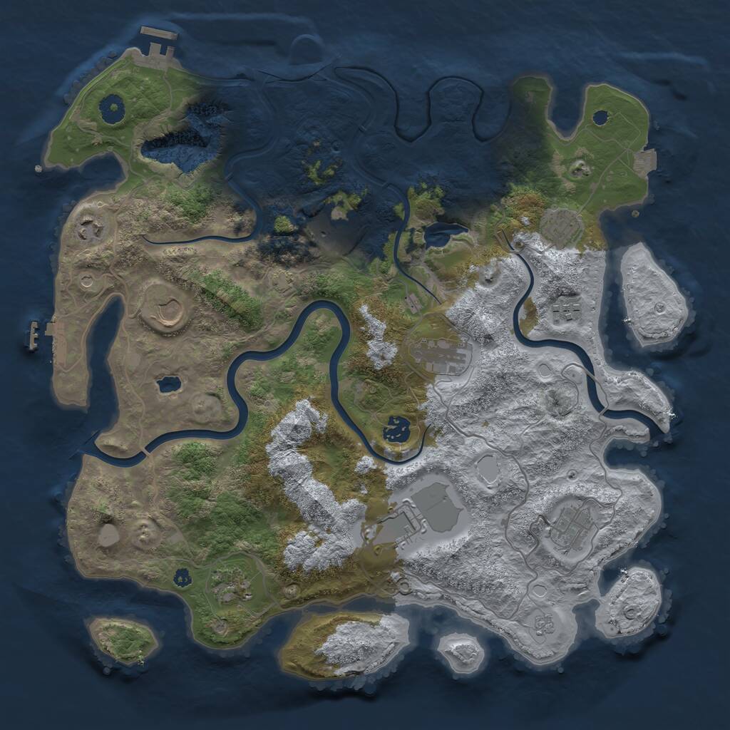 Rust Map: Procedural Map, Size: 4000, Seed: 1011351921, 16 Monuments