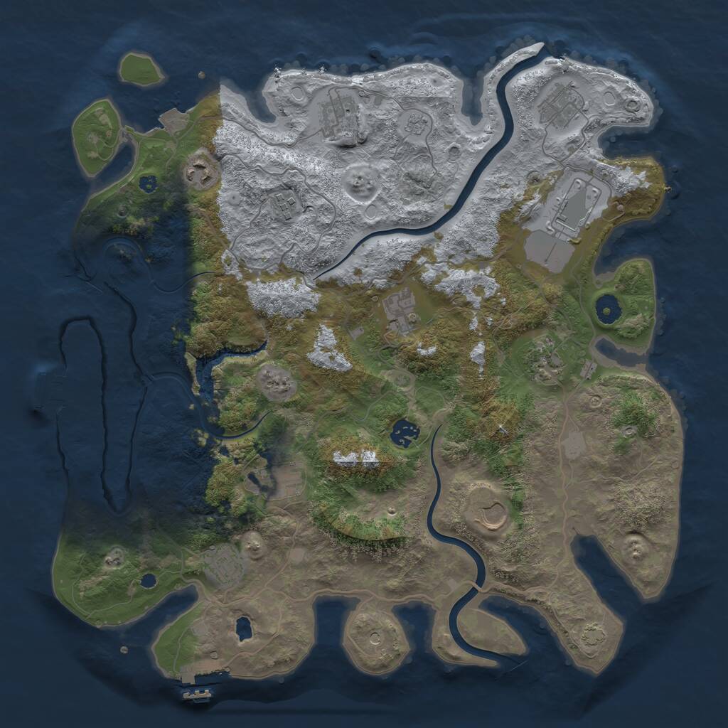 Rust Map: Procedural Map, Size: 4000, Seed: 390913392, 17 Monuments