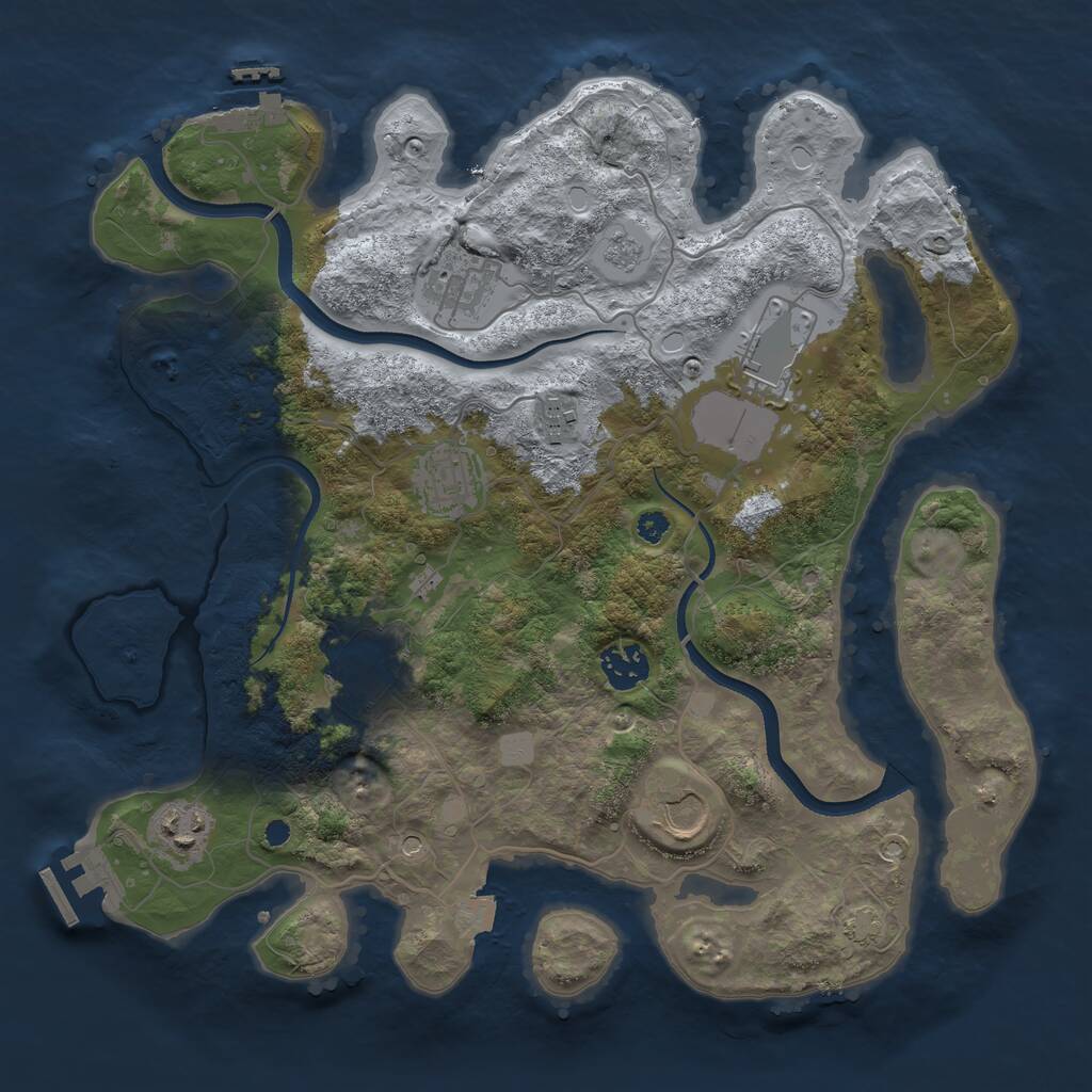 Rust Map: Procedural Map, Size: 3500, Seed: 988705952, 14 Monuments