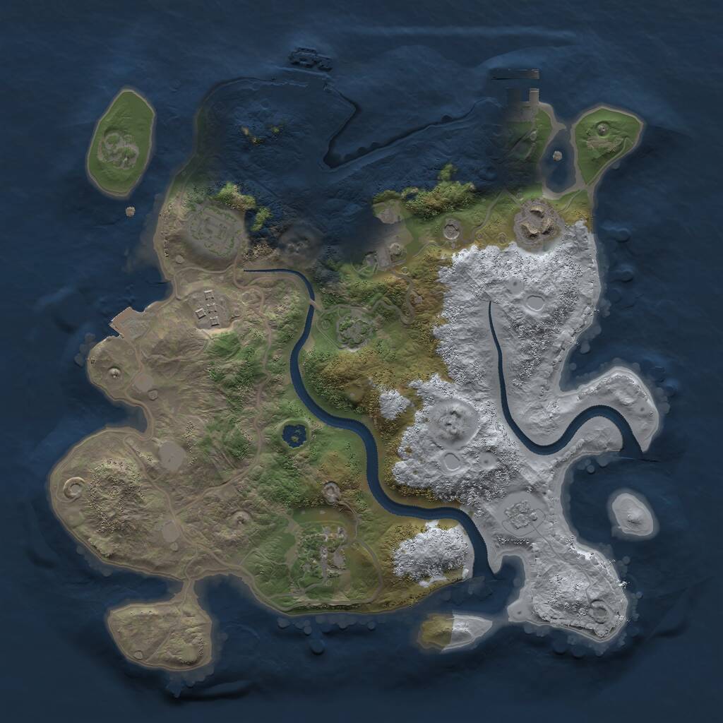 Rust Map: Procedural Map, Size: 3000, Seed: 250469, 11 Monuments