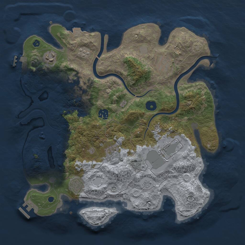 Rust Map: Procedural Map, Size: 3500, Seed: 15045, 14 Monuments