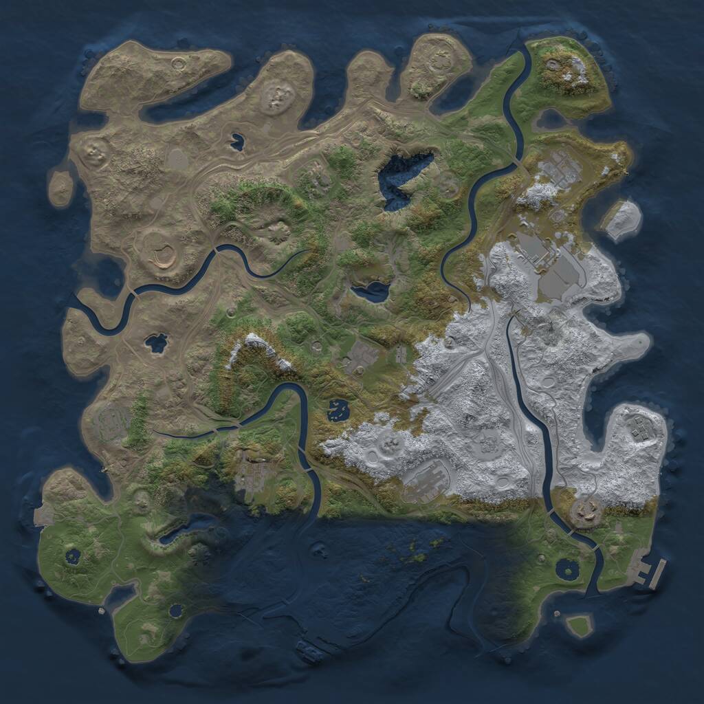 Rust Map: Procedural Map, Size: 4500, Seed: 1161534247, 17 Monuments