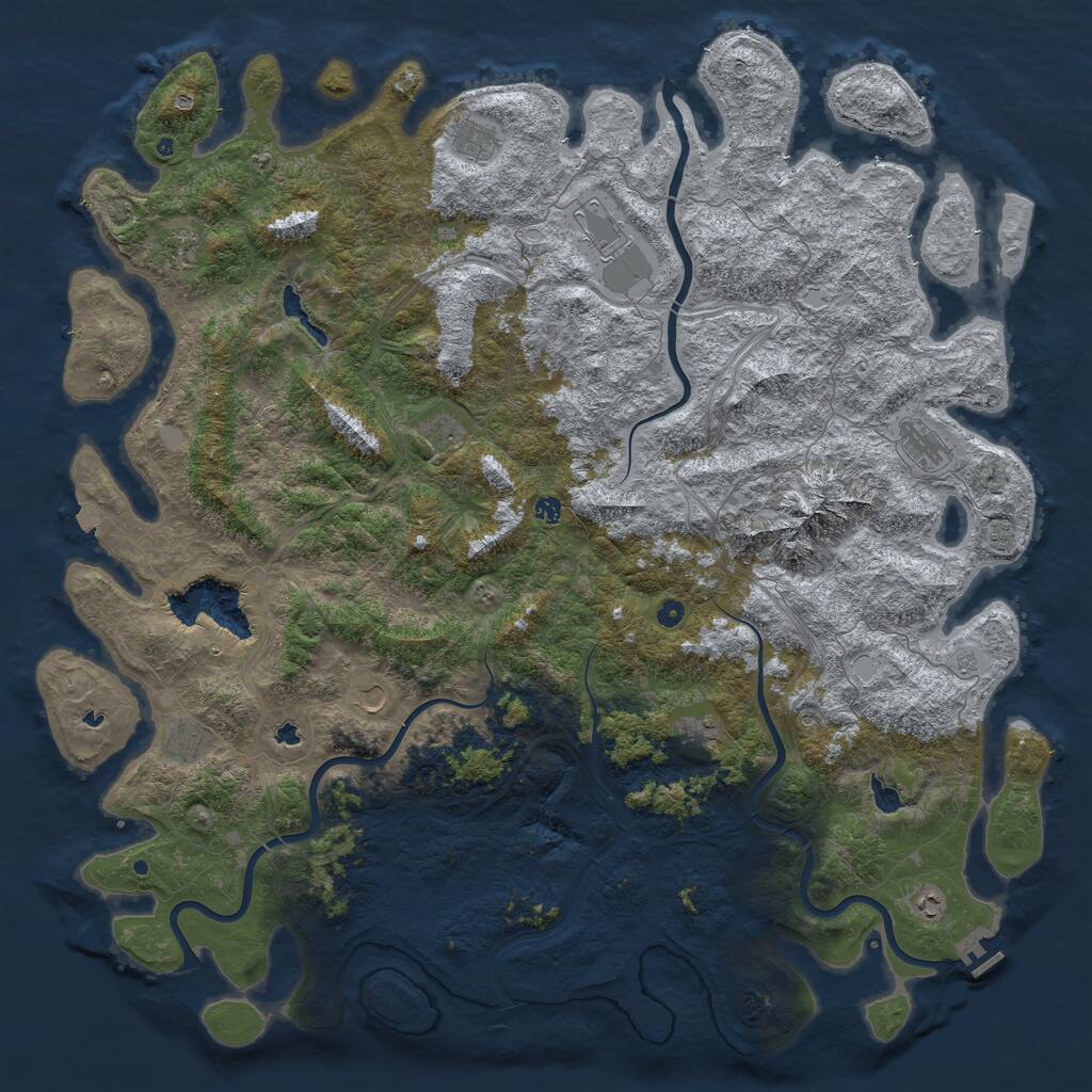 Rust Map: Procedural Map, Size: 6000, Seed: 348367986, 16 Monuments