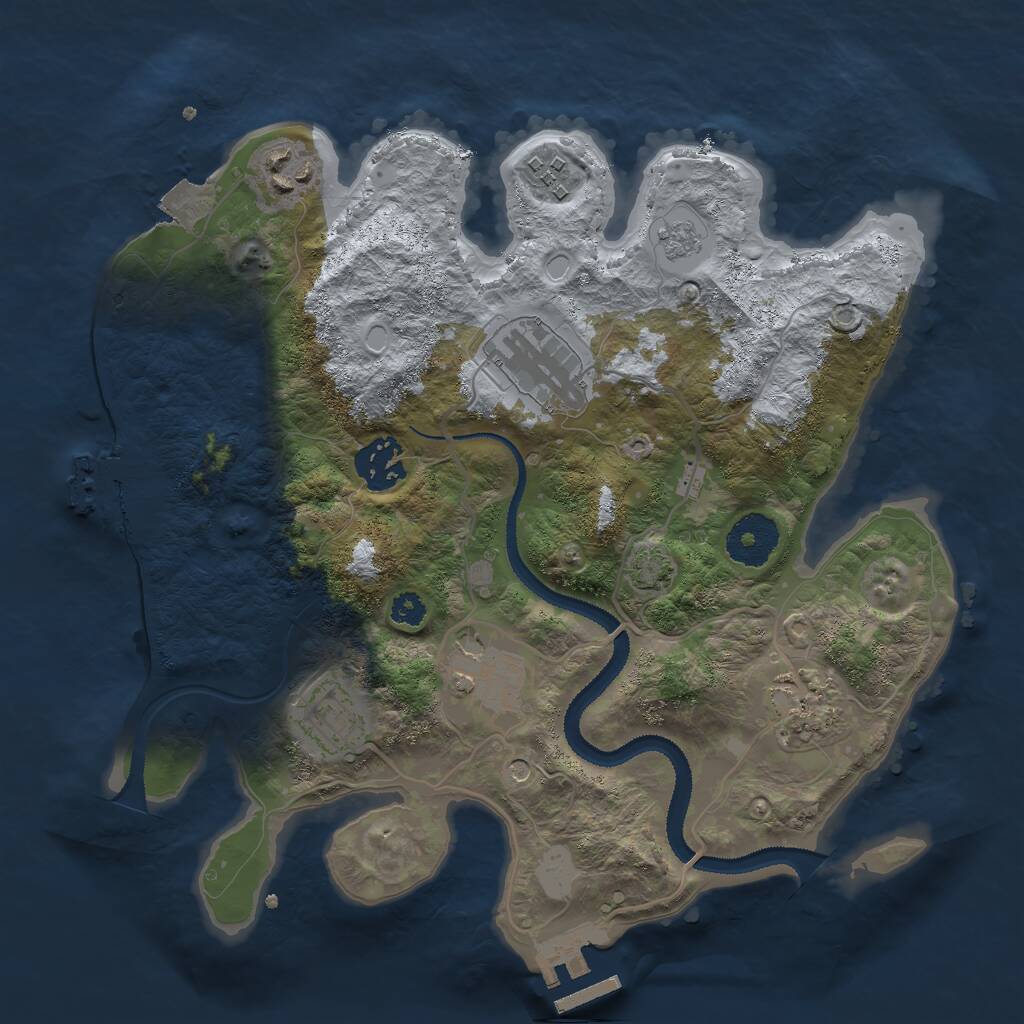 Rust Map: Procedural Map, Size: 3000, Seed: 321100590, 13 Monuments