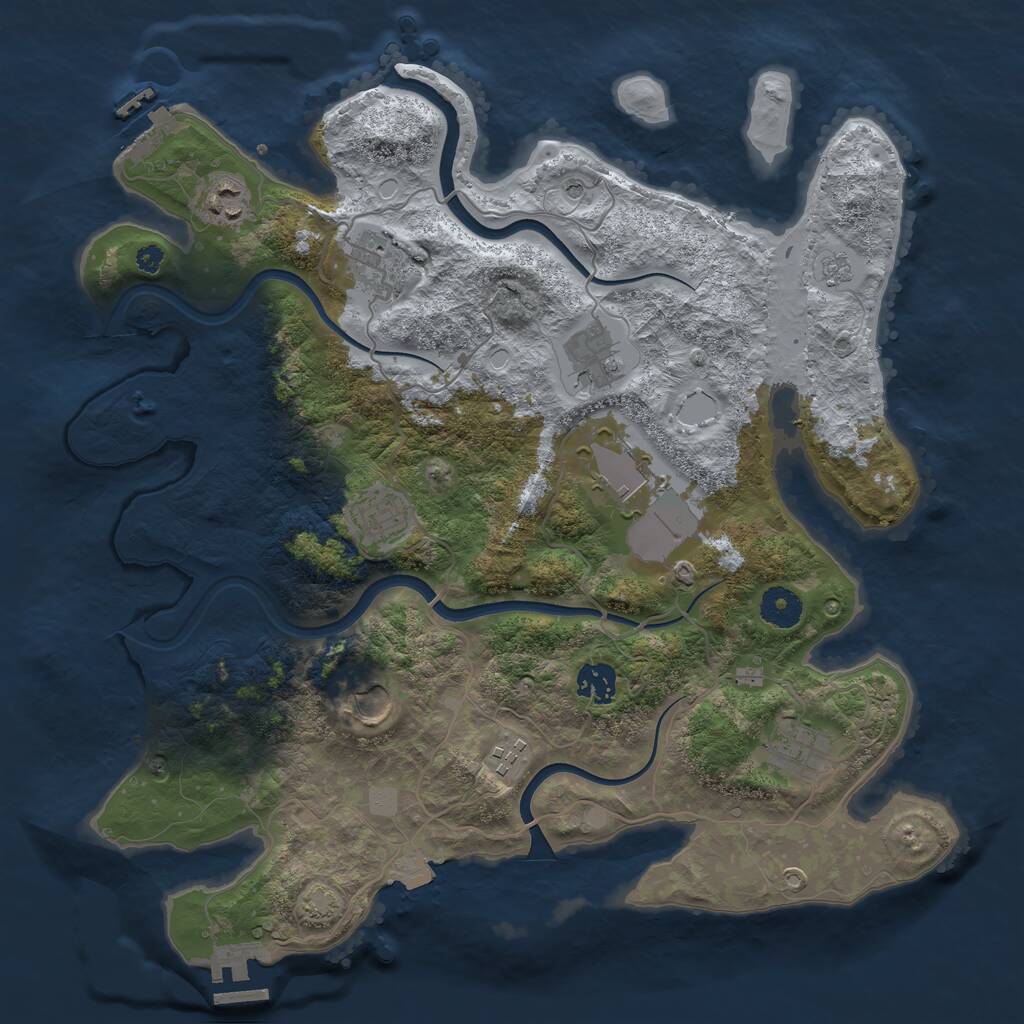 Rust Map: Procedural Map, Size: 3750, Seed: 1523700312, 15 Monuments