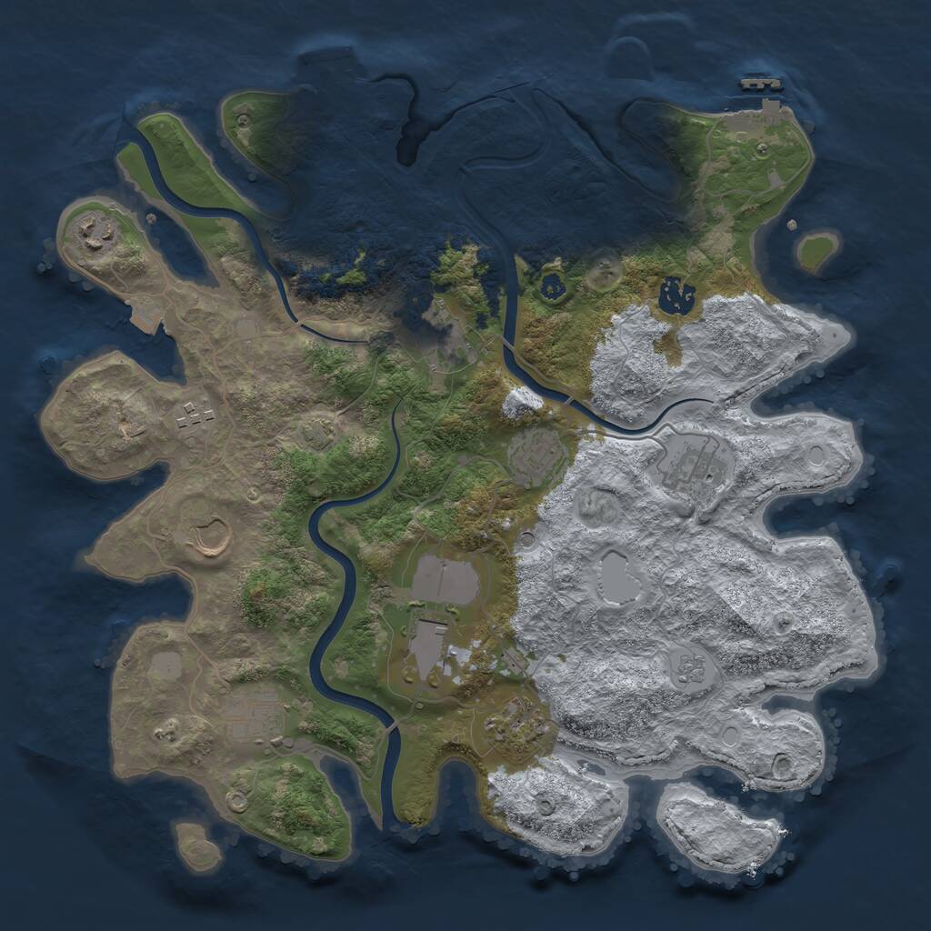 Rust Map: Procedural Map, Size: 3700, Seed: 770825853, 16 Monuments