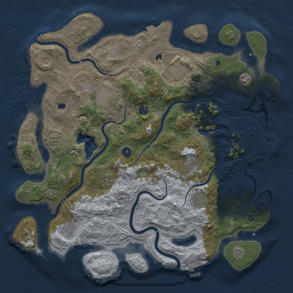 Rust Map: Procedural Map, Size: 4500, Seed: 567169847, 16 Monuments
