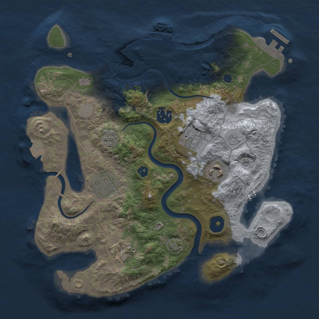 Rust Map: Procedural Map, Size: 3000, Seed: 8642, 12 Monuments