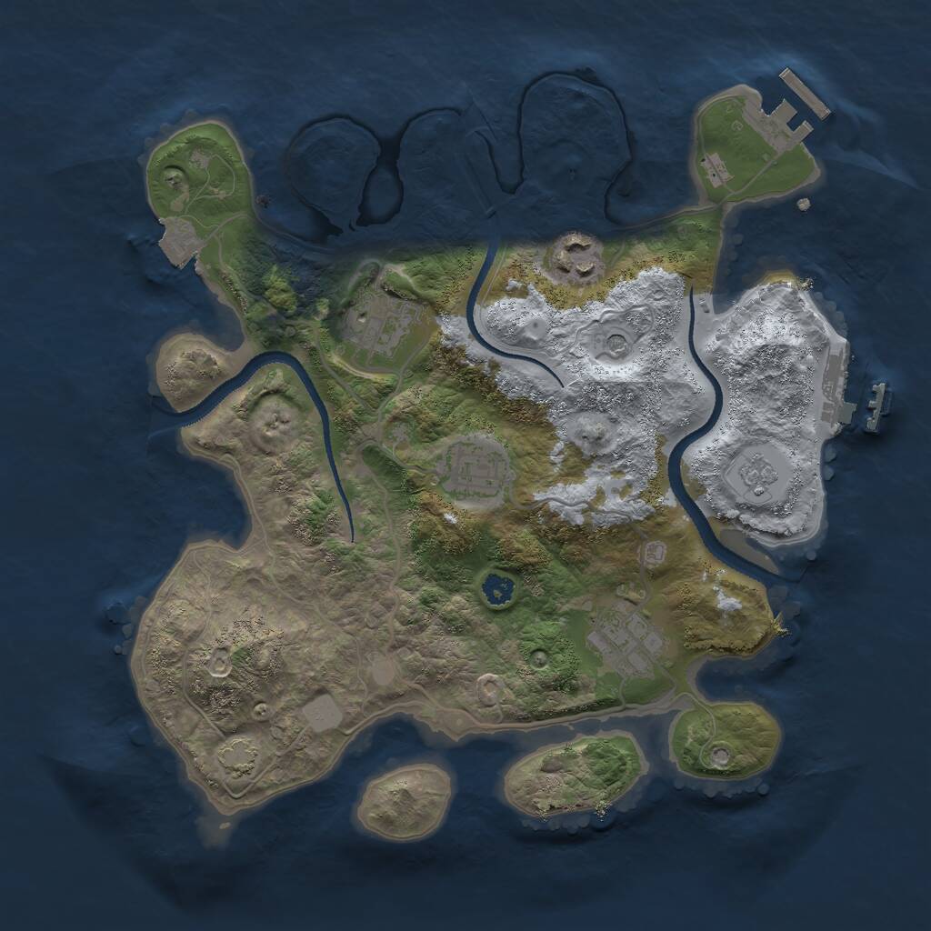 Rust Map: Procedural Map, Size: 3000, Seed: 1738462910, 10 Monuments