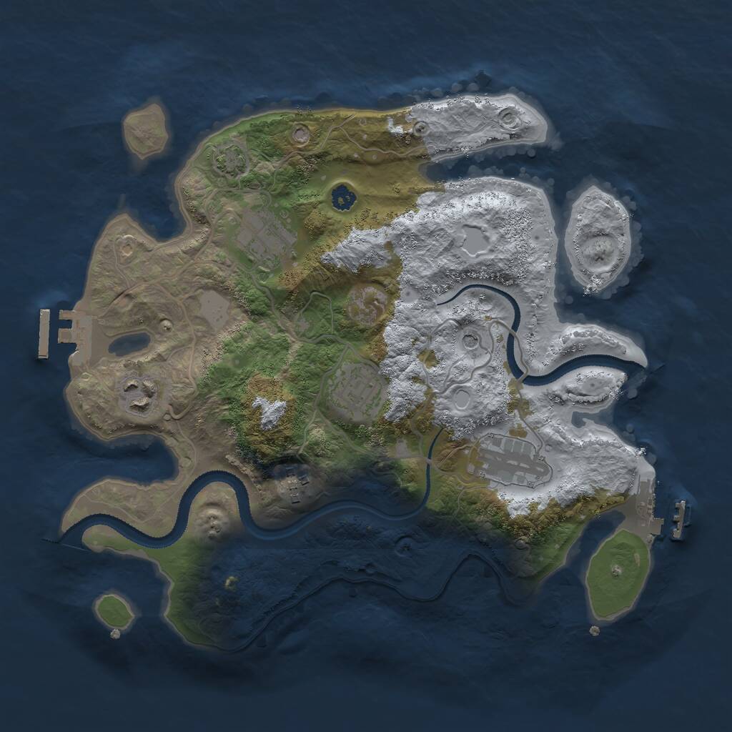 Rust Map: Procedural Map, Size: 3000, Seed: 64435, 10 Monuments