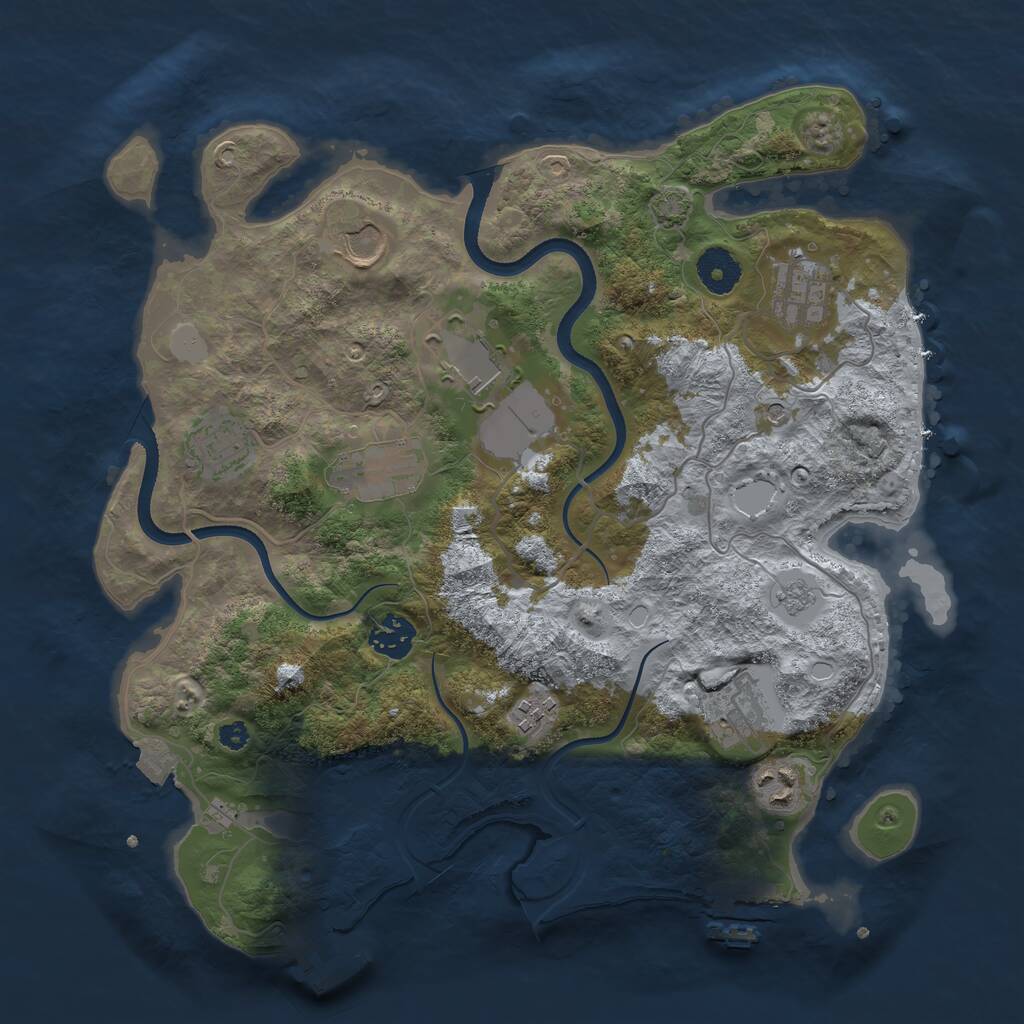 Rust Map: Procedural Map, Size: 3500, Seed: 1058397565, 15 Monuments