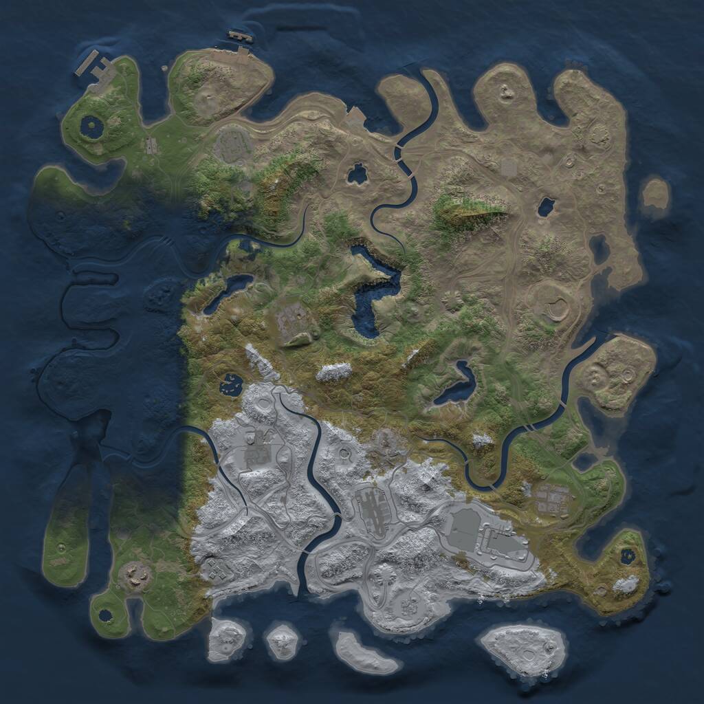 Rust Map: Procedural Map, Size: 4550, Seed: 3421455, 16 Monuments