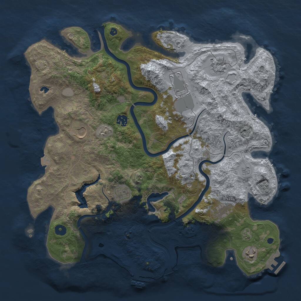 Rust Map: Procedural Map, Size: 4000, Seed: 1455841374, 14 Monuments