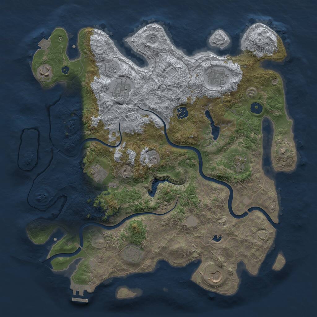 Rust Map: Procedural Map, Size: 4000, Seed: 444511, 14 Monuments