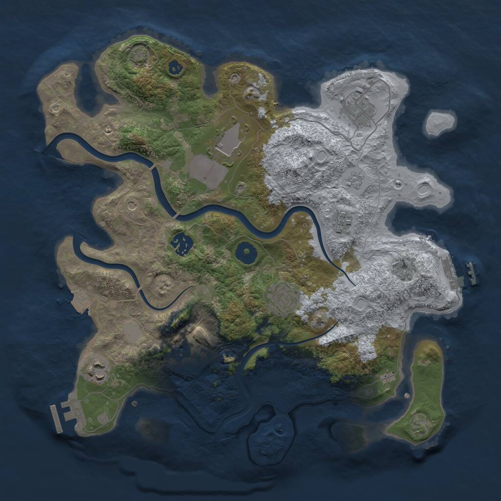 Rust Map: Procedural Map, Size: 3500, Seed: 2053211699, 13 Monuments