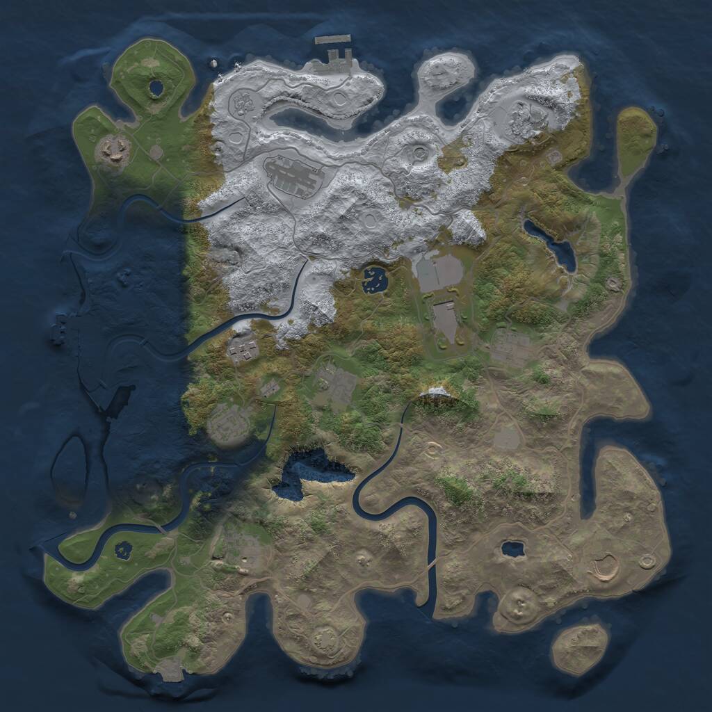 Rust Map: Procedural Map, Size: 4000, Seed: 61231, 17 Monuments