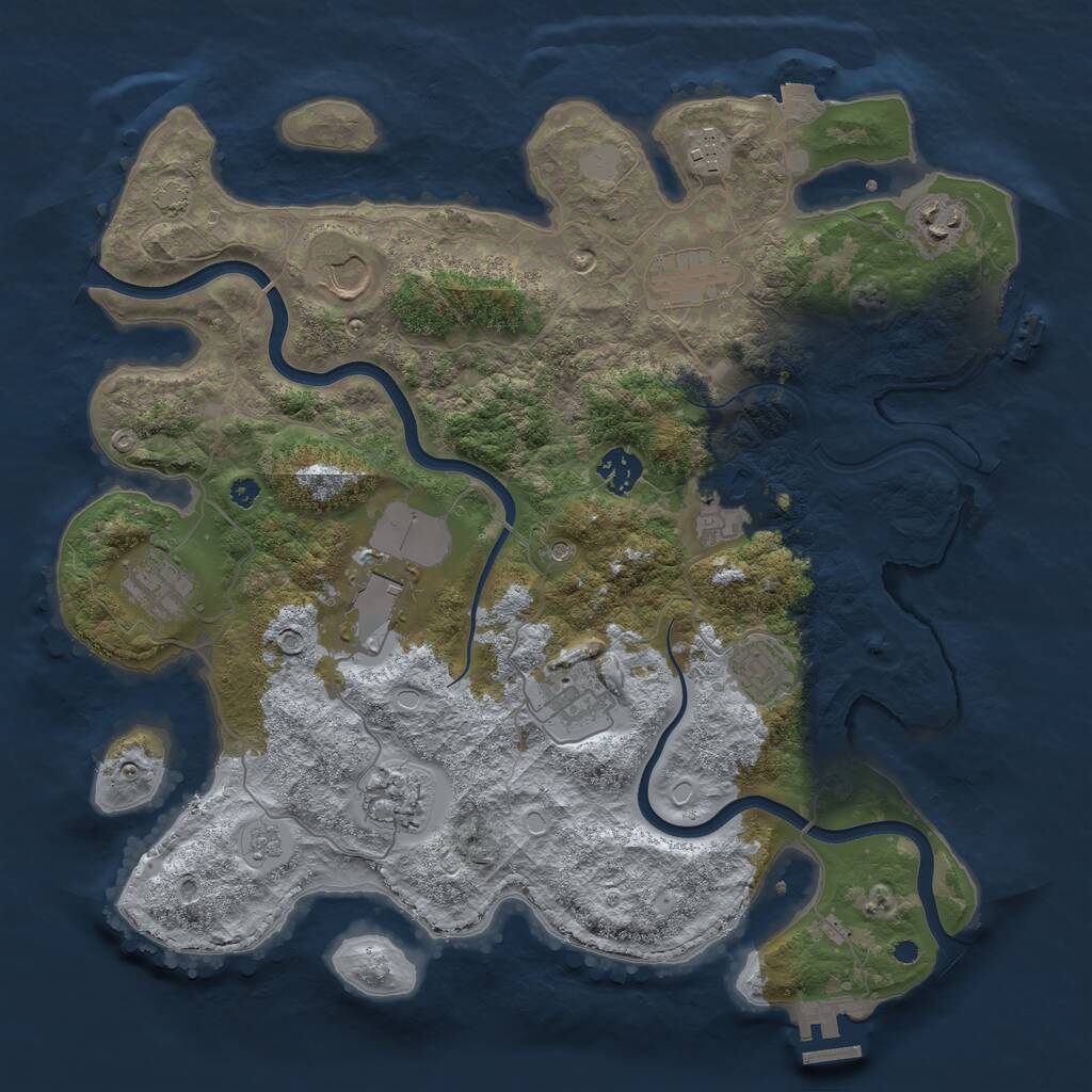 Rust Map: Procedural Map, Size: 3750, Seed: 897129351, 17 Monuments