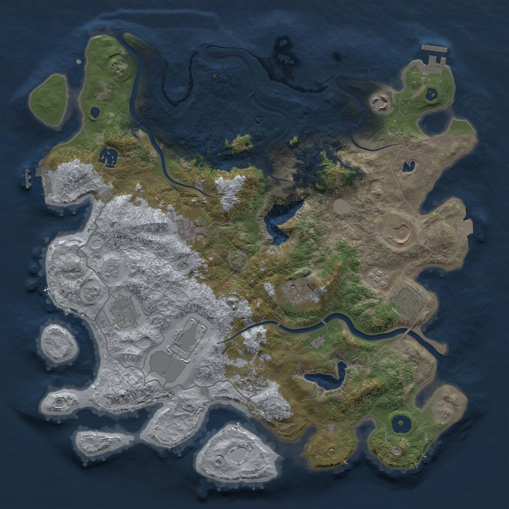 Rust Map: Procedural Map, Size: 4000, Seed: 883750835, 16 Monuments