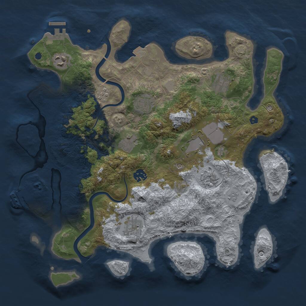 Rust Map: Procedural Map, Size: 3650, Seed: 962848307, 15 Monuments