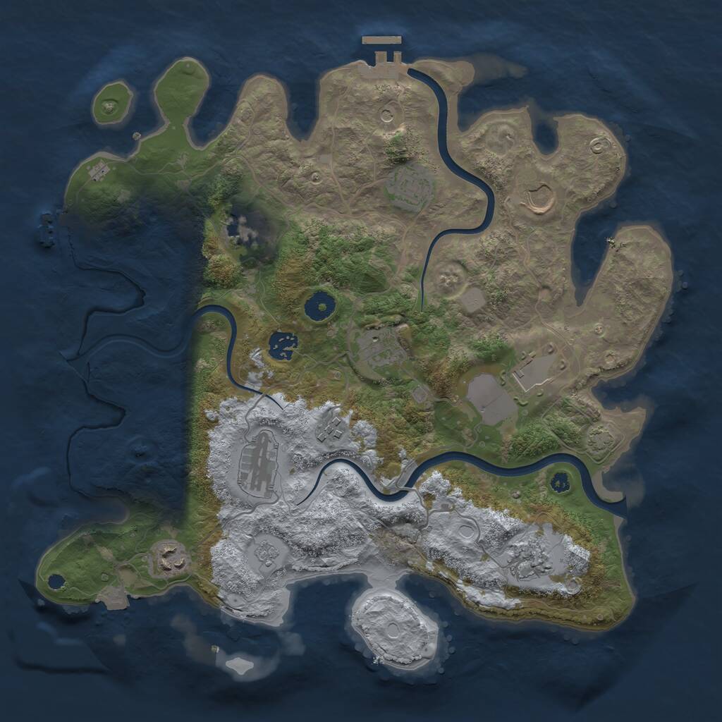 Rust Map: Procedural Map, Size: 3700, Seed: 227642701, 16 Monuments