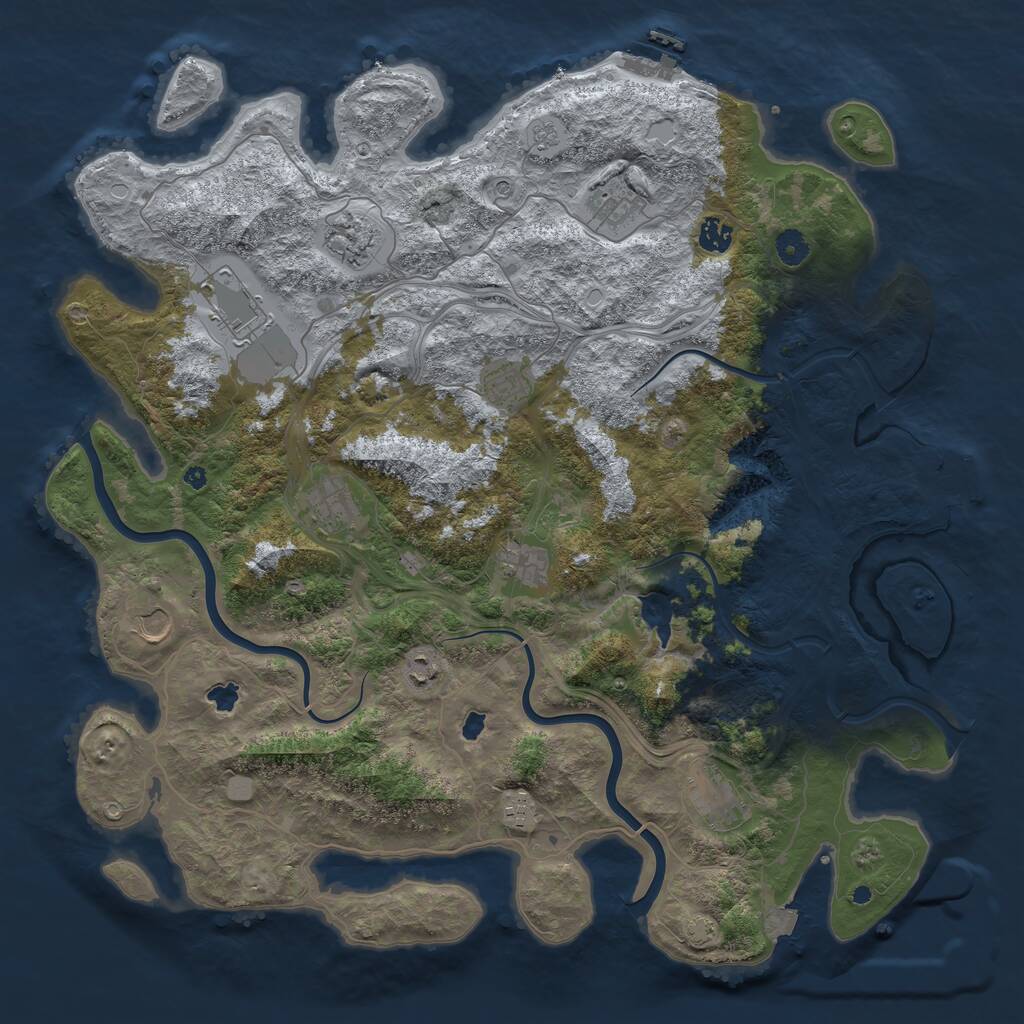 Rust Map: Procedural Map, Size: 4500, Seed: 1502644265, 17 Monuments