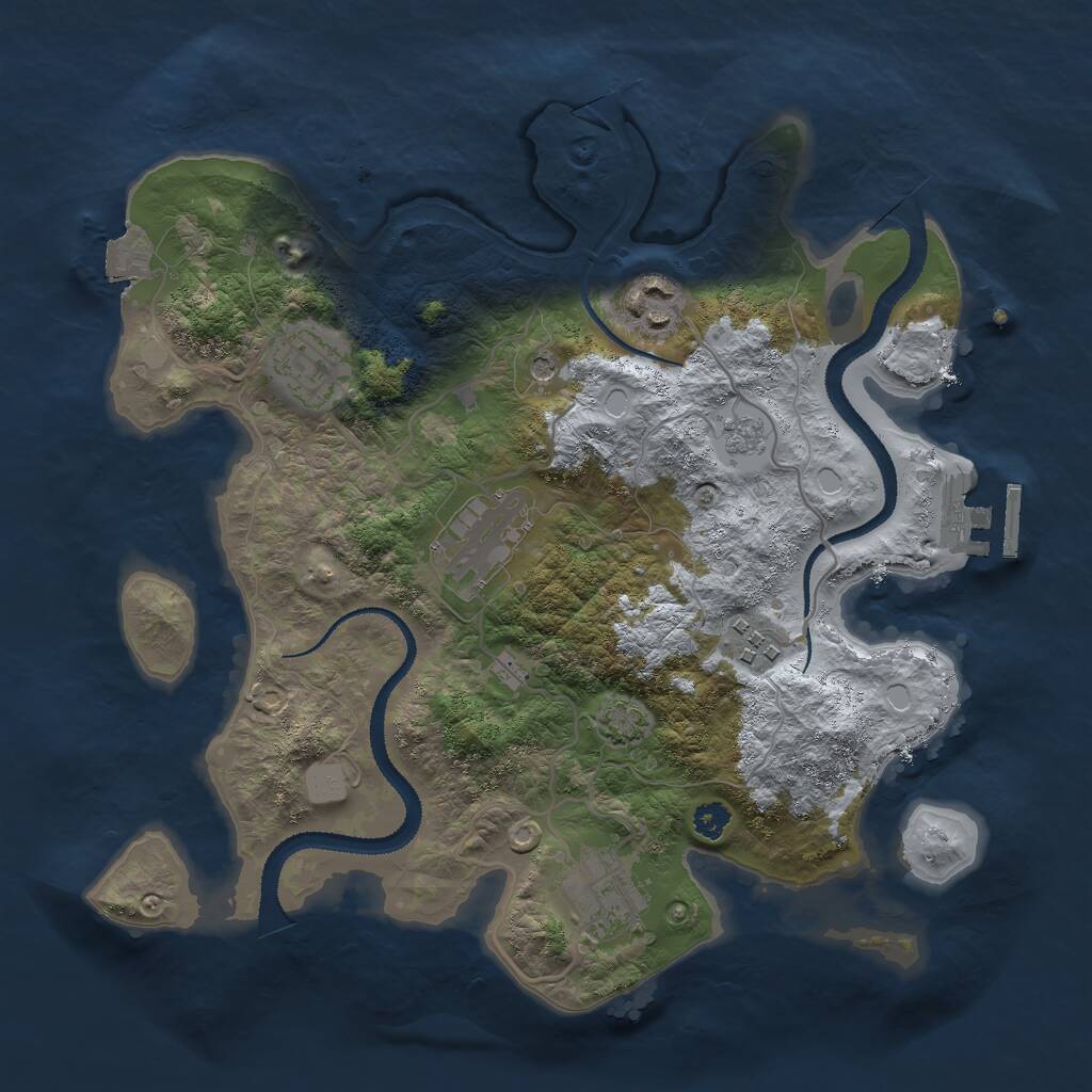 Rust Map: Procedural Map, Size: 3000, Seed: 689852, 10 Monuments