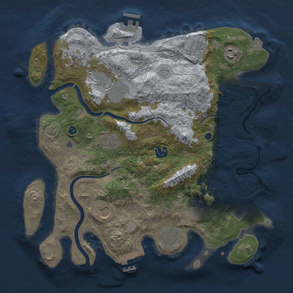 Rust Map: Procedural Map, Size: 3500, Seed: 794017892, 16 Monuments