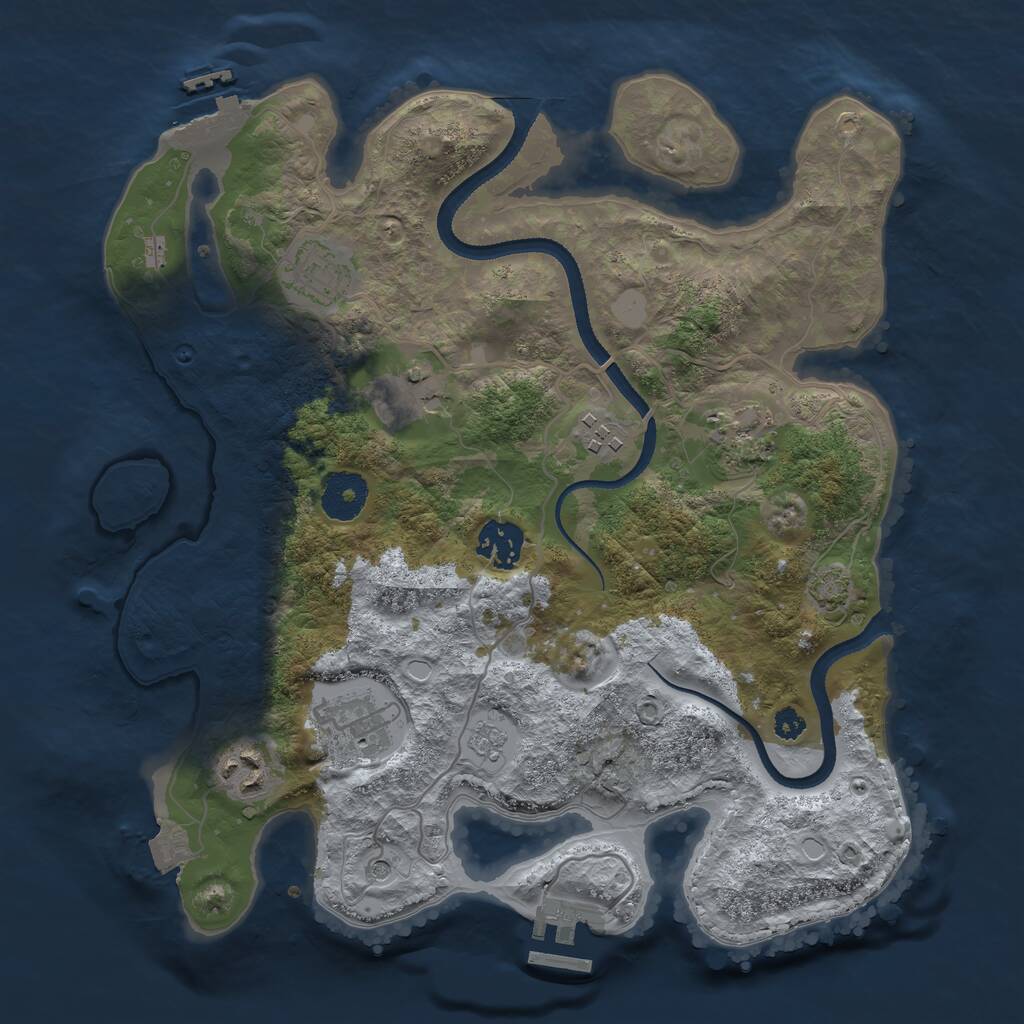 Rust Map: Procedural Map, Size: 3250, Seed: 316488918, 13 Monuments