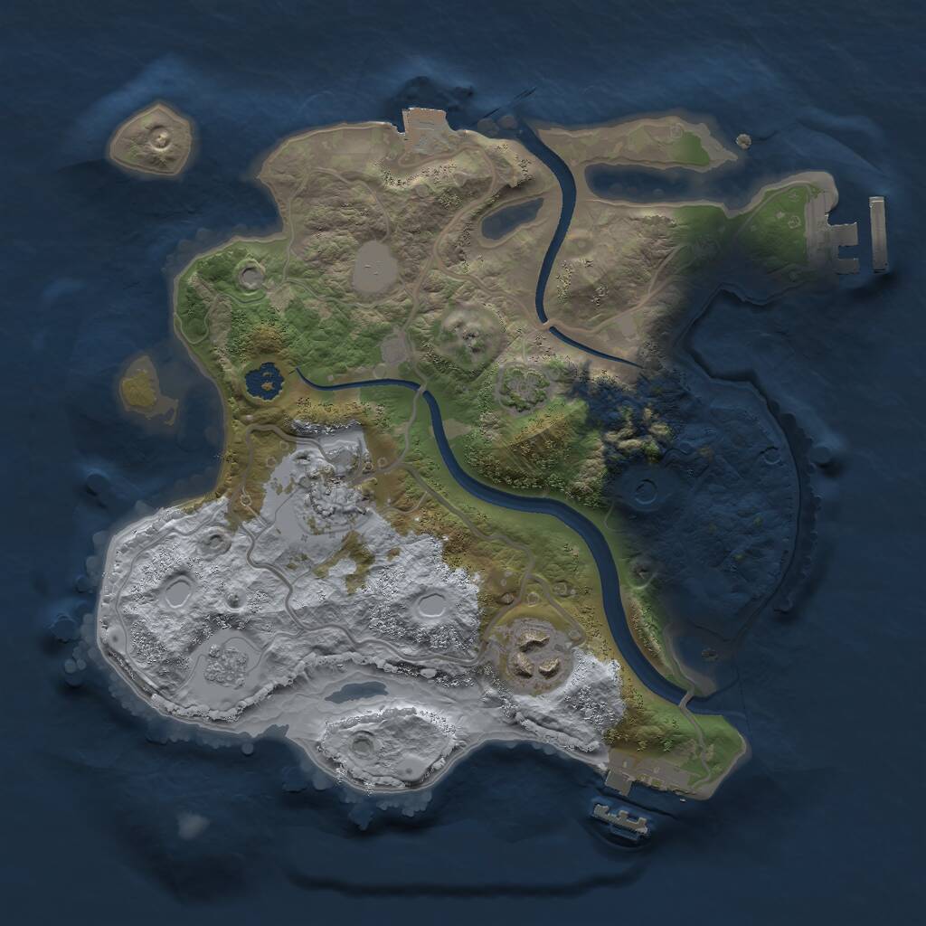 Rust Map: Procedural Map, Size: 2500, Seed: 1039129920, 8 Monuments