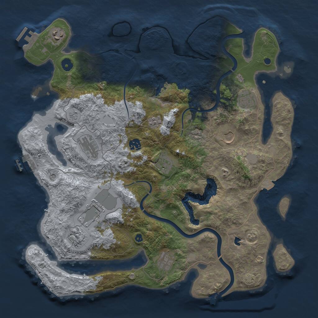 Rust Map: Procedural Map, Size: 4000, Seed: 1877304494, 16 Monuments