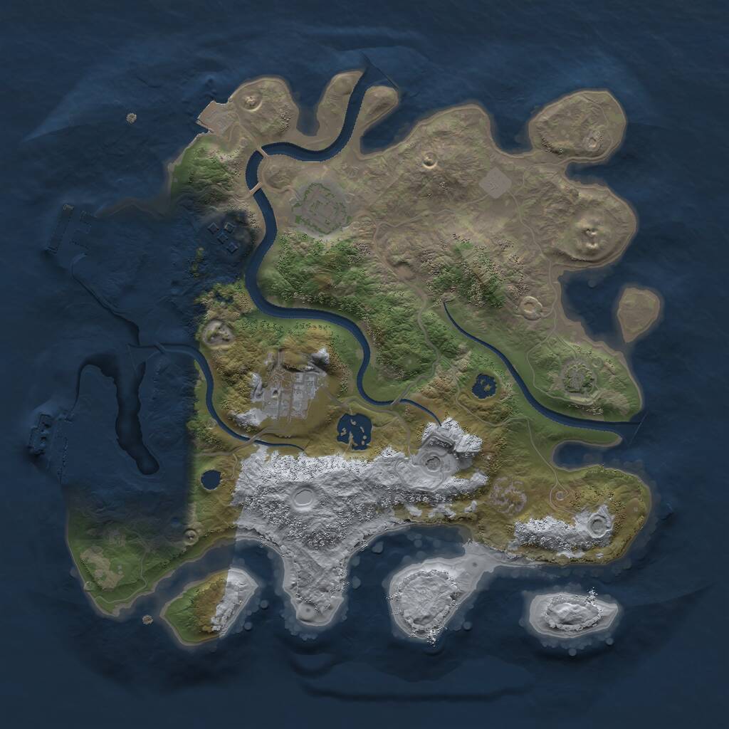 Rust Map: Procedural Map, Size: 3000, Seed: 1301039032, 9 Monuments