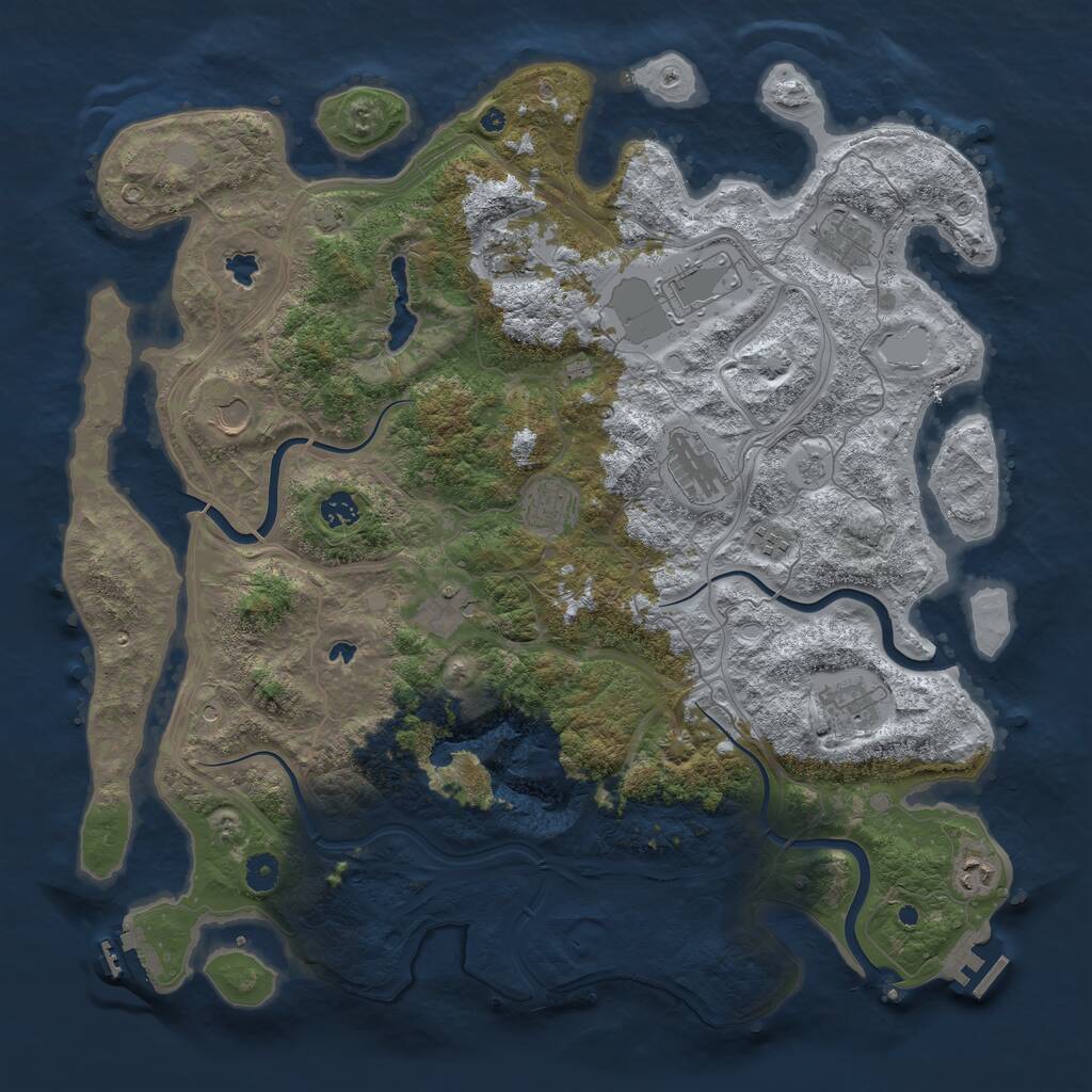 Rust Map: Procedural Map, Size: 4500, Seed: 353828144, 17 Monuments