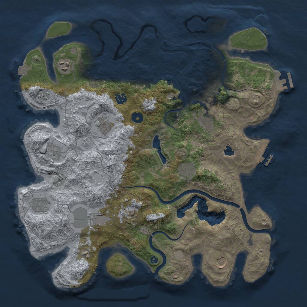 Rust Map: Procedural Map, Size: 4000, Seed: 1354858263, 17 Monuments