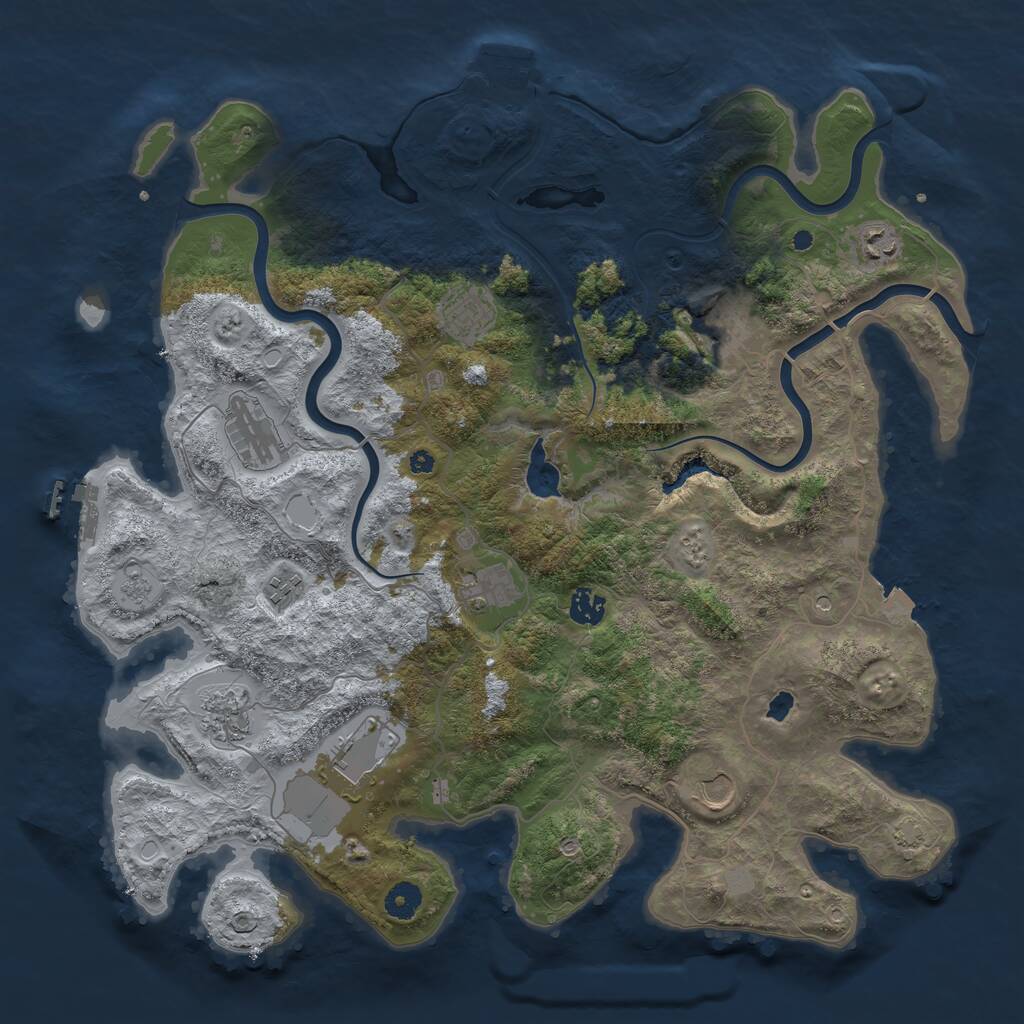 Rust Map: Procedural Map, Size: 4200, Seed: 123987, 16 Monuments