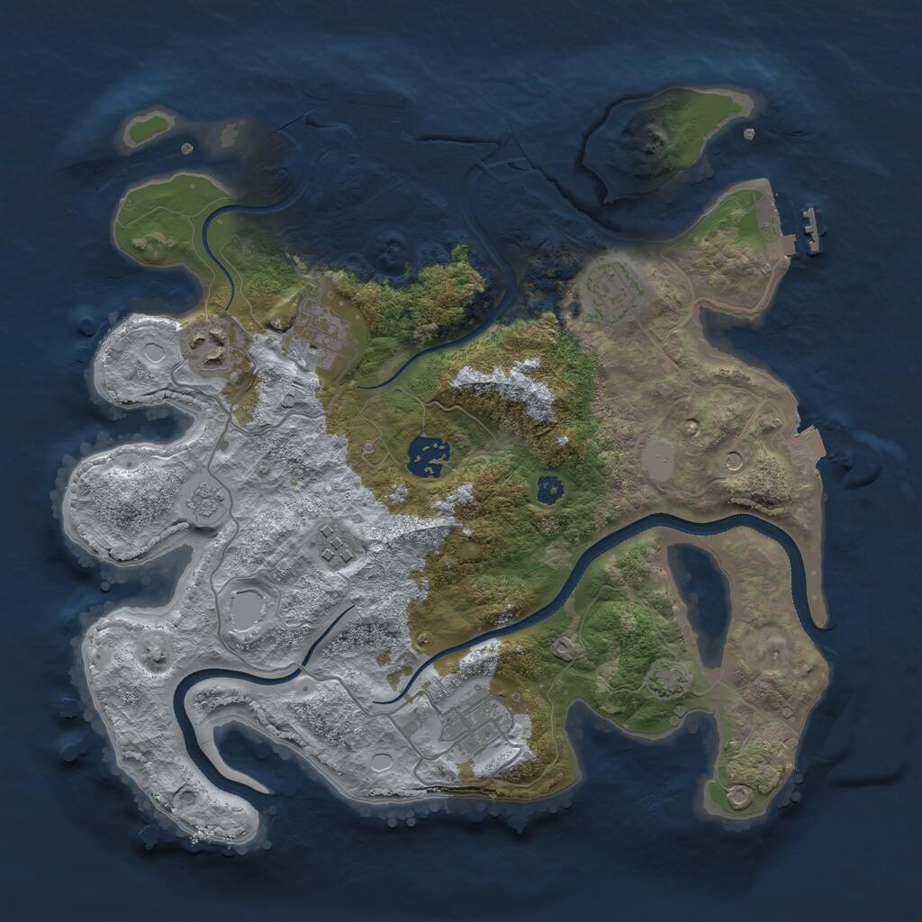 Rust Map: Procedural Map, Size: 3250, Seed: 90213745, 12 Monuments