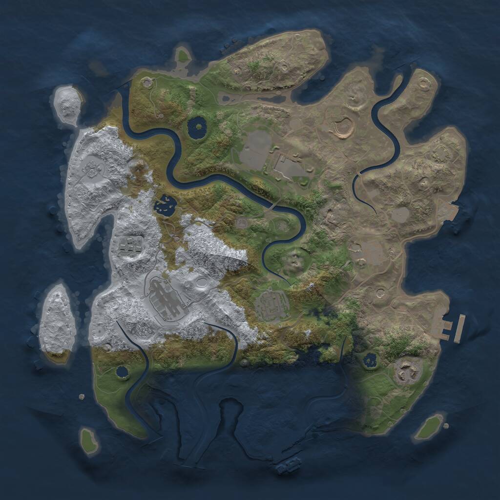 Rust Map: Procedural Map, Size: 3500, Seed: 1423886791, 14 Monuments