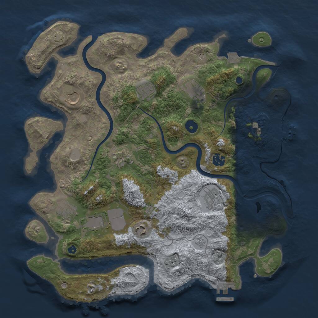 Rust Map: Procedural Map, Size: 3750, Seed: 529574927, 16 Monuments