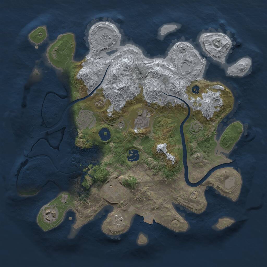 Rust Map: Procedural Map, Size: 3250, Seed: 657085486, 10 Monuments
