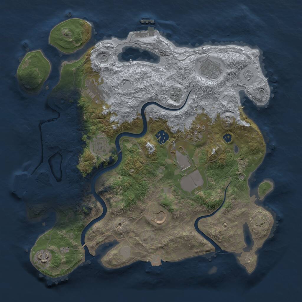 Rust Map: Procedural Map, Size: 3500, Seed: 1973745, 15 Monuments