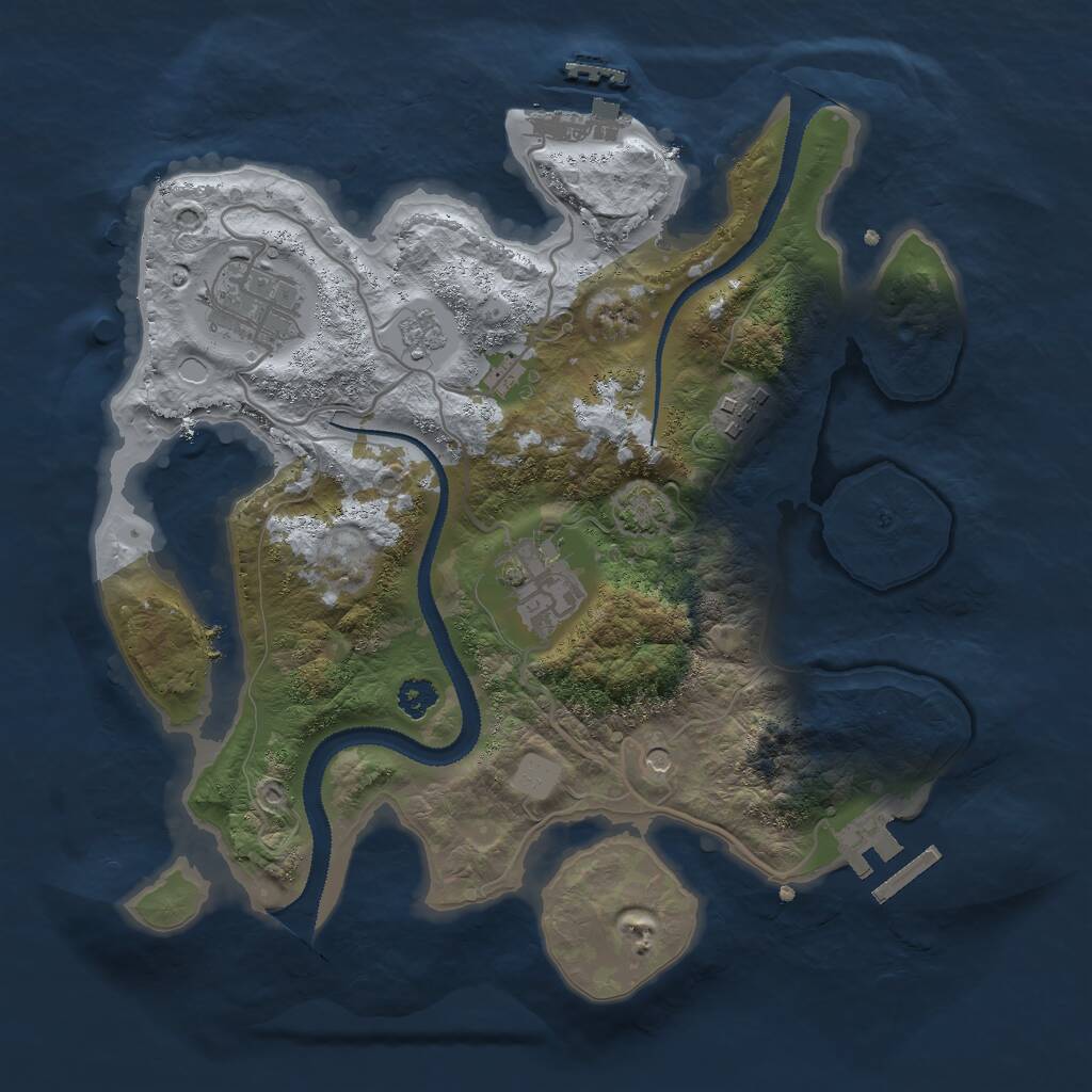 Rust Map: Procedural Map, Size: 2800, Seed: 33953, 9 Monuments